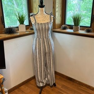 Susina Grey & White Wide Leg Jumpsuit